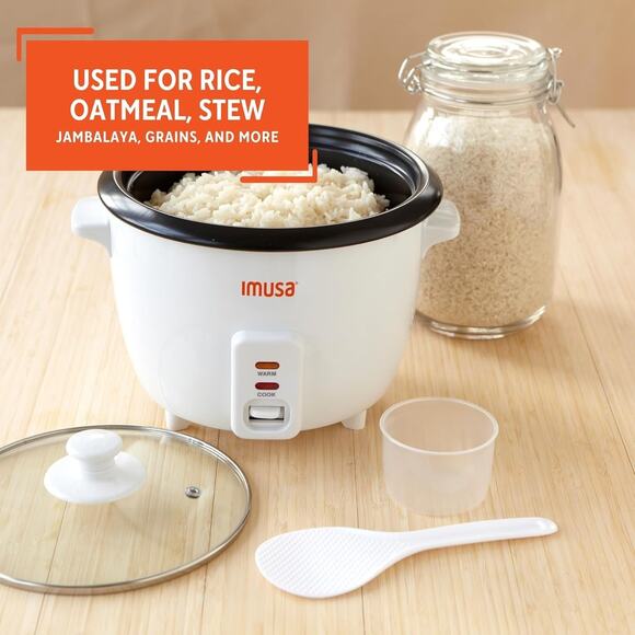 USA GAU-00011 Electric Nonstick Rice Cooker 3-Cup (Uncooked) 6-Cup (Cooked), Whi - Picture 2 of 8